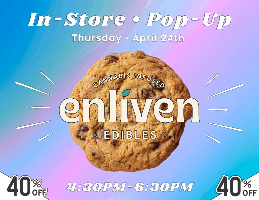 Graphic detailing a pop-up event at Cookies dispensary on 4/24/25